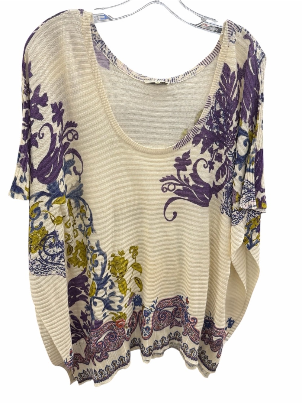 ETRO Silk knit Cape Top with Floral Print Sz M